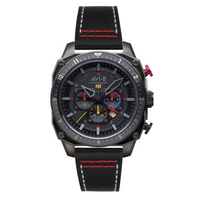  Montre Homme Hawker Hunter Dual Time Chrono AV-4100-04 - Bracelet Cuir Noir