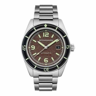  Montre Homme Spinnaker FLEUSS en acier argent&eacute; et cadran marron