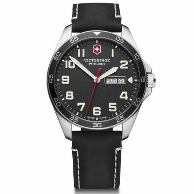 VICTORINOX Montre Homme  FieldForce en cuir noir - 42 mm
