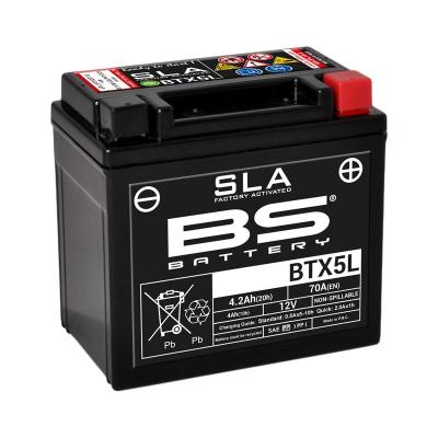 BS BATTERY  Batteries Motorrad 300670 BTX5L BTZ6S AGM SLA, noir