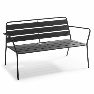 OVIALA Canap&eacute; de jardin en m&eacute;tal gris - Palavas