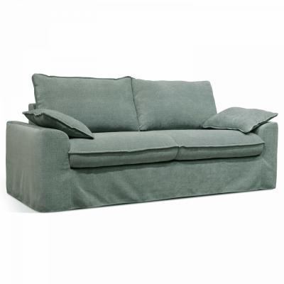 OVIALA Canap&eacute; en tissu textur&eacute; 3 places vert gris
