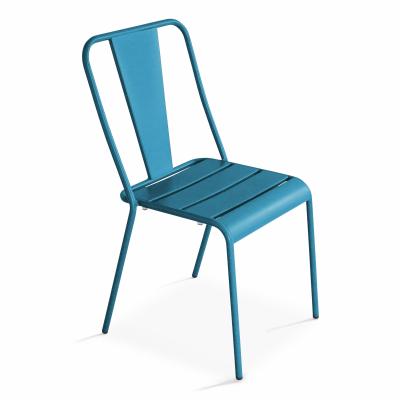 OVIALA  - Chaise de jardin en m&eacute;tal bleu pacific - Bleu