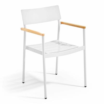 OVIALA  Fauteuil en Aluminium et Bois avec accoudoirs Blanc