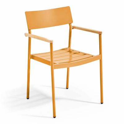 OVIALA  Fauteuil en Aluminium et Bois avec accoudoirs Jaune Moutarde