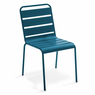 OVIALA Chaise de jardin - 47 x 55 x 83 cm - Acier - Palavas - Bleu Pacific