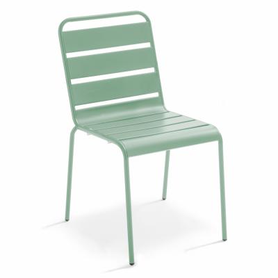 OVIALA  Palavas - Chaise de Jardin en m&eacute;tal Vert Sauge