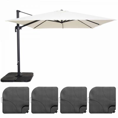 OVIALA Parasol d&eacute;port&eacute; 3x3m et 4 dalles &agrave; remplir aluminium blanc - Blanc