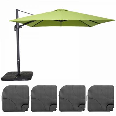 OVIALA Parasol d&eacute;port&eacute; 3x3m et 4 dalles &agrave; remplir aluminium vert - Vert