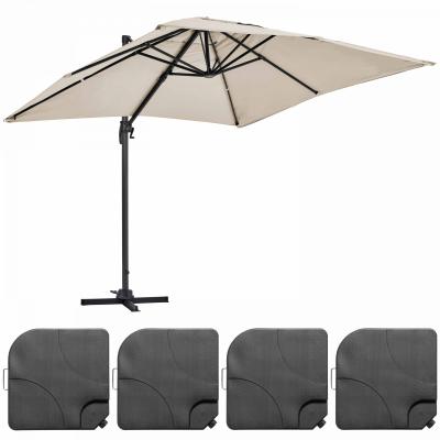 OVIALA Parasol d&eacute;port&eacute; 2x3 m et 4 dalles &agrave; remplir aluminium blanc
