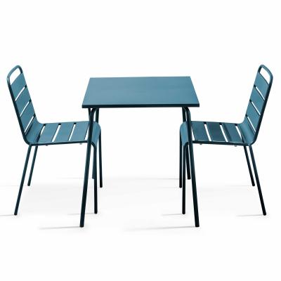 OVIALA Table de jardin bistrot carr&eacute;e 70 x 70 cm et 2 chaises en m&eacute;tal