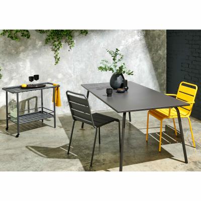 OVIALA Palavas - ensemble table de jardin et 8 chaises en m&eacute;tal gris et jaune