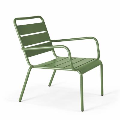 OVIALA Palavas - Fauteuil de jardin bas relax acier vert cactus - Vert