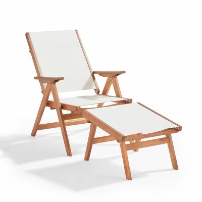 OVIALA Fauteuil relax en bois d'eucalyptus FSC&reg; avec repose-pieds
