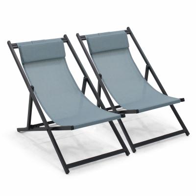 OVIALA Chiliennes pliantes -  - Aluminium - Bleu - Multipositions