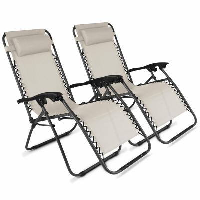 OVIALA Fauteuil de jardin - 65 x 160 x 110 cm - Acier -  - Taupe