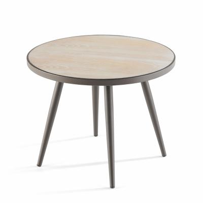 Oviala Tivoli - Table Basse Ronde avec Plateau Imitation Bois