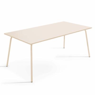 OVIALA Palavas - Table de jardin rectangulaire en m&eacute;tal ivoire 120 cm - Beige