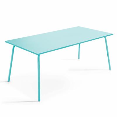 OVIALA Table de jardin rectangulaire en m&eacute;tal turquoise 120 cm - Palavas
