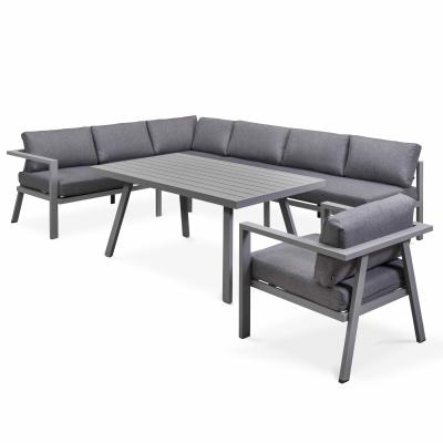 OVIALA Salon de jardin 8 places avec canap&eacute; d'angle et fauteuil