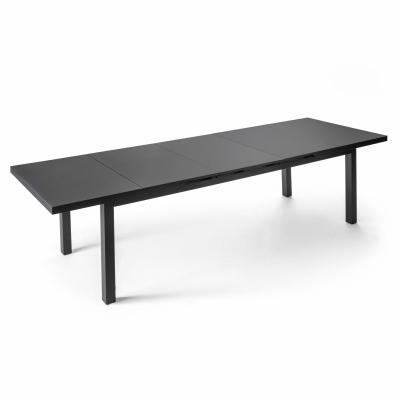 OVIALA Table de jardin &agrave; rallonge en aluminium gris (320 x 100 x 76 cm)