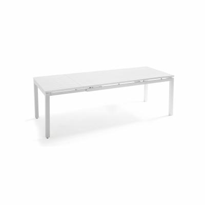 OVIALA Table de jardin &agrave; rallonge extensible en aluminium blanc - Blanc