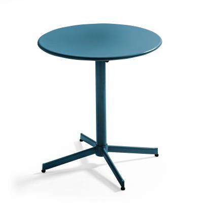 OVIALA Table de jardin bistrot - 70 x 72 cm - Acier - Palavas - Bleu Pacific
