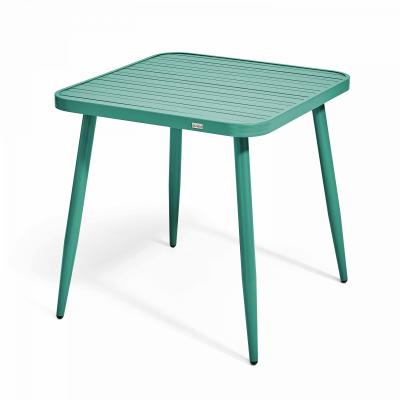 OVIALA Table de jardin carr&eacute;e en aluminium vert olive - 