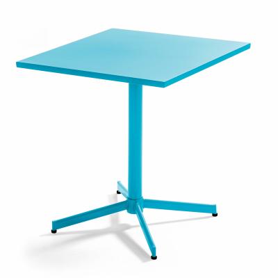 OVIALA Table de jardin bistrot - 70 x 70 x 72 cm - Acier - Palavas - Bleu