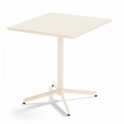 OVIALA Palavas - Table carr&eacute;e bistro inclinable en acier ivoire 70cm - Beige