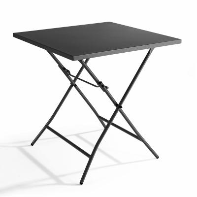 OVIALA Table carr&eacute;e pliante  - 70 x 70 x 72 cm - Acier -  - Gris