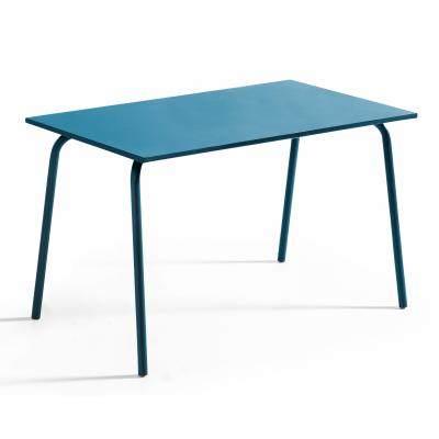 OVIALA Table de jardin - 120 x 70 x 72 cm - Acier - Palavas - Bleu Pacific