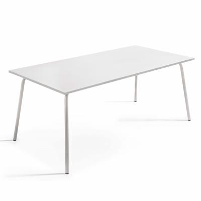 OVIALA Palavas - table de jardin rectangulaire en m&eacute;tal blanc