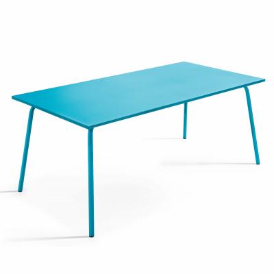 OVIALA Palavas - Table de jardin rectangulaire en m&eacute;tal bleu - Bleu