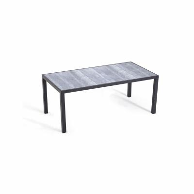 OVIALA Table de jardin plateau en c&eacute;ramique effet b&eacute;ton (185 x 95 x 74 cm)