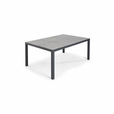 OVIALA Table de jardin plateau en c&eacute;ramique effet b&eacute;ton cir&eacute; 10 places Gris
