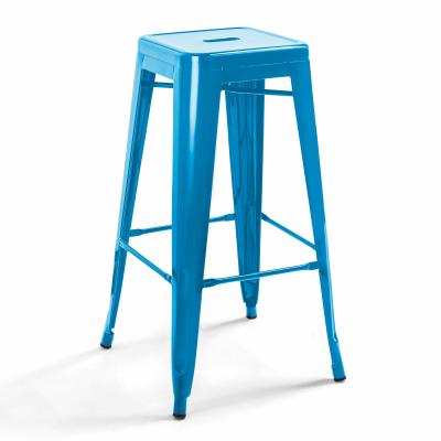 Tabouret haut - 43 x 43 x 76 cm - Acier - Oviala - Bleu