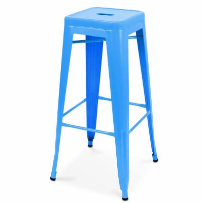 Tabouret de jardin haut - 43 x 43 x 76 cm - Acier - Oviala - Bleu