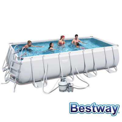 BESTWAY Piscine tubulaire rectangle power steel 6.71 x 3.66 x h.1.32m - filtre &agrave; sable 