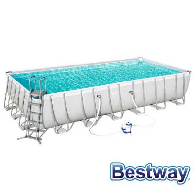 BESTWAY Kit piscine rectangulaire power steel frame - 732 x 366 x 132 cm - gris