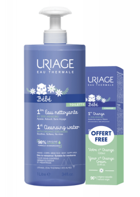 URIAGE B&Eacute;B&Eacute; - 1&egrave;re Eau Nettoyante 1L + 1er Change 100ml OFFERT