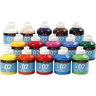 CREOTIME Set 15 peintures acryliques Mate A-Color - Couleurs Assorties 500 ml