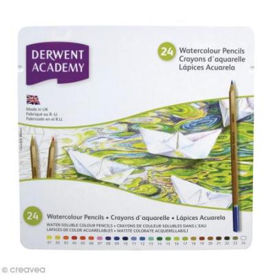 DERWENT Bo&icirc;te de crayons de couleur aquarellables -  Academy - 24 pcs