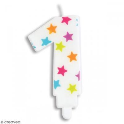 SCRAPCOOKING PARTY Bougie pour g&acirc;teau num&eacute;ro 1 blanc H7 cm Blanc ScrapCooking&reg;