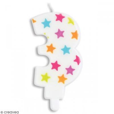 SCRAPCOOKING PARTY Bougie pour g&acirc;teau num&eacute;ro 3 blanc H7 cm Blanc ScrapCooking&reg;