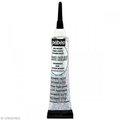  Cerne relief Transparent paillet&eacute; 20 ml - P&eacute;b&eacute;o - Transparent paillet&eacute;