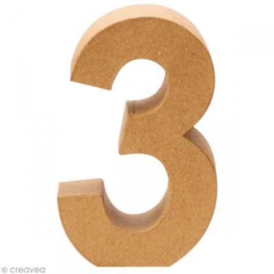  Chiffre en carton 3 qui tient debout - 17,5 x 11,5 cm