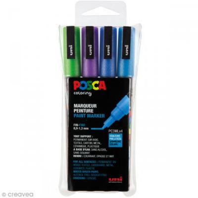 POSCA Marqueurs -  - PC3ML - Pointe fine - Multicolore - Paillet&eacute;