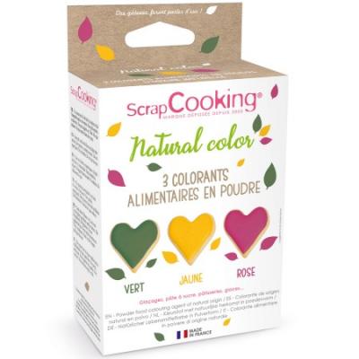 SCRAPCOOKING Colorants D'origine Naturelle Rose / Vert / Jaune,  (x3)