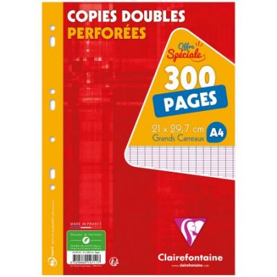  Copies doubles perfor&eacute;es A4 - Grands carreaux - 300 pages